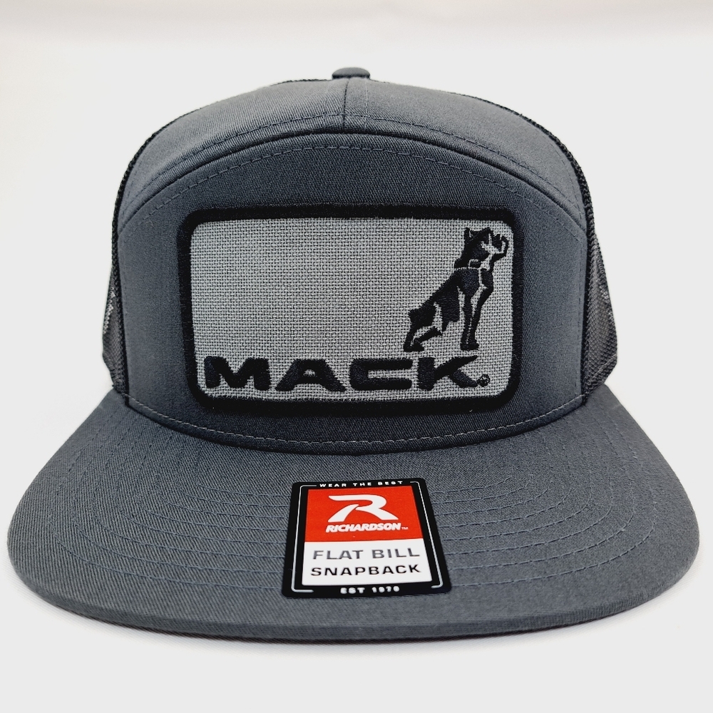 Richardson 168 7 Panel Hat Cap Flat Bill Trucker Mack Trucks Embroidered Patch